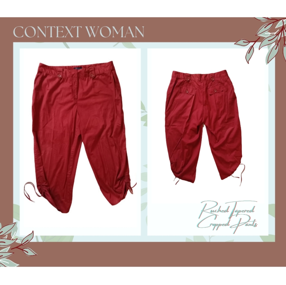 CONTEXT WOMAN Cropped Tapered Ruched Ankle Cropped Pants – 20W